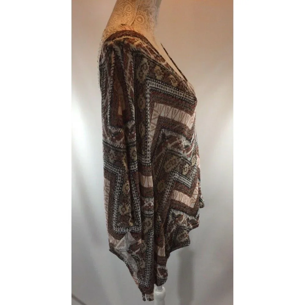 No Comment Sweater Poncho Top Junior Sz L Chevron‎